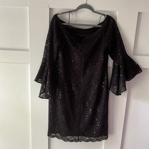 Beautiful lace and sequin off the shoulders long sleeve dress